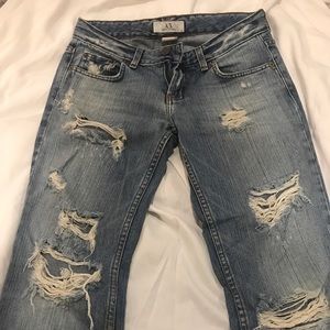 Armani Exchange distressed denim